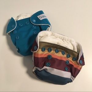 Lot of two GroVia All-In-One newborn cloth diapers, excellent used condition